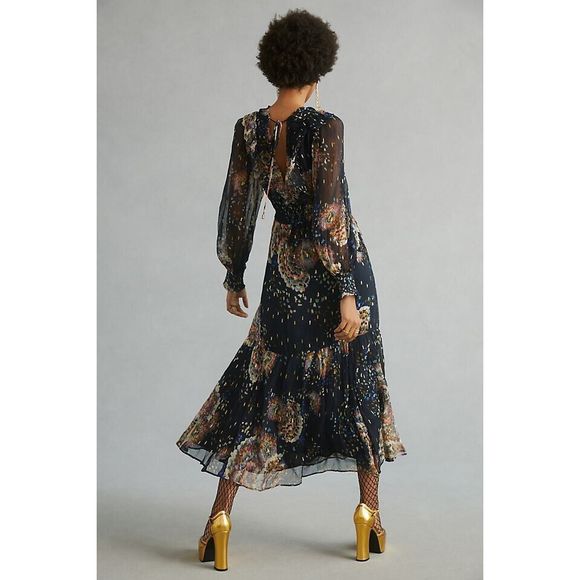 Anthropologie Navy Floral Maxi Dress - Picture 7 of 9